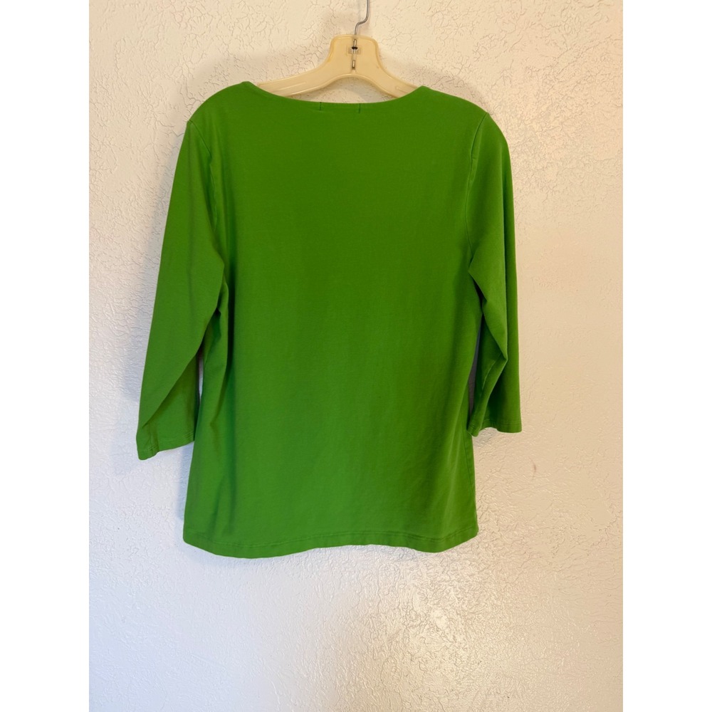 Lauren Ralph Lauren Green Square Neck 3/4 Sleeve Knit Top XL Preppy Capsule - Picture 2 of 8